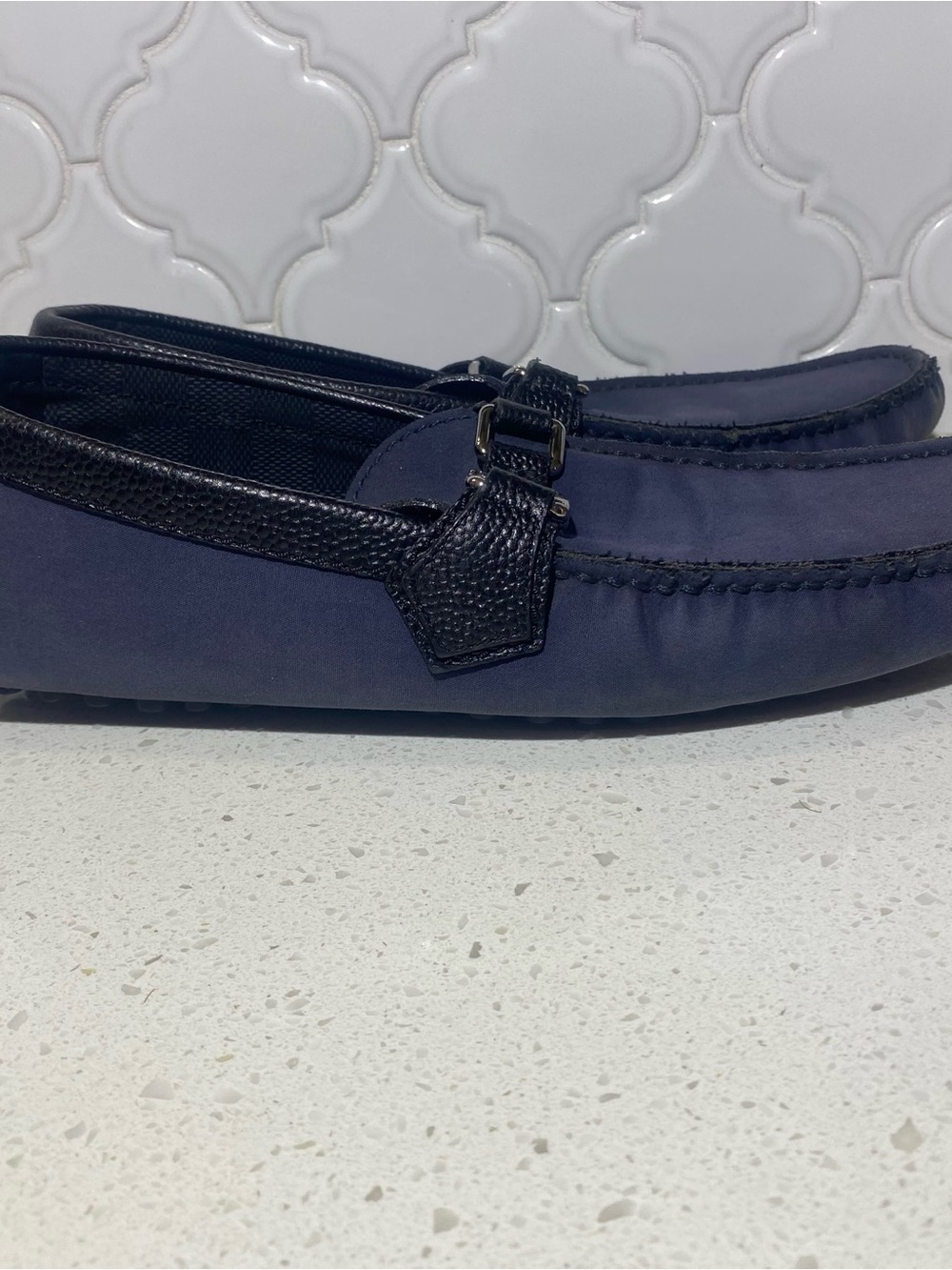 Louis Vuitton Blue Suede Driving Shoes with LV Buckle - Picture 4 of 5
